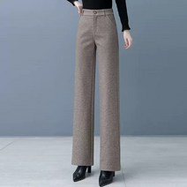 더클라워 인기신상 여성 가을겨울 헤링본 모직 통바지 일반 기모 와이드팬츠