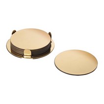 이케아 글라티스 컵받침+홀더 6P 황동색 지름8.5cm 스테인리스, 이미지참조