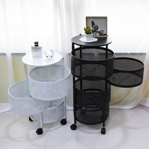 포고앤미 회전선반 원형 다용도 이동식 공간활용 틈새선반 3단 4단 철제선반 주방 바구니, 회전선반(원형) 4단 화이트