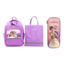 겨울왕국 초등 학교 저학년 여아 입학 선물 신학기 백팩 책가방 신발주머니 필통 세트 트윙클퍼플 파티
