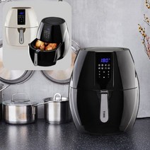 텀스 대용량 디지털 에어프라이어 5.5L 에어후라이 가정용 삼겹살 고구마 계란굽기 에어 프라이어기 프라이 튀김기, 블랙