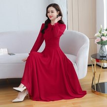 빅사이즈 정장원피스 여성 오피스룩 미시 하객룩 6색 솔리드 시폰 캐주얼 비치 맥시 드레스 2022 봄 우아한