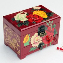 빨간 함세트 사주 함 예단봉투 혼서지 공예 결혼 현금예단 칠기 자물쇠, 02.21X14X7.5cm