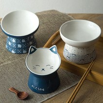 프리미엄 모던하고 예쁜 고양이 식기, 화이트(라지 플랫형)