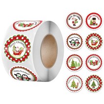 라벨기 귀여운 프린팅 라벨 미니 100-500pcs 6 디자인 1 Inch 크리스마스 테마 인감 레이블 스티커 DIY 선물 베이킹 패키지 봉투 편지지 장식, 23 QY706-300pcs