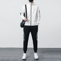 순면 봄 가디건 맨투맨 캐주얼 수트 패션 멋스러운 한판 스탠드 칼라 재킷 팬츠 2벌 남성복