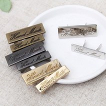 짱패브릭 필기체 핸드메이드금속라벨, 대-블랙실버