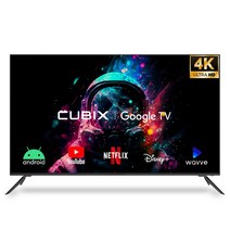 큐빅스 4K UHD LED 스마트 TV 109cm(43인치) 구글 안드로이드 HDR 블루투스 WIFI 넷플릭스 유튜브 스탠드 벽걸이 방문설치, 스탠드형 택배배송