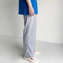 남자 일자핏 롱 와이드 트레이닝 팬츠 (블랙 그레이)