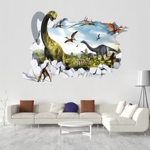 인테리어 공룡 쥬라기 시트지 3D벽 신기한 트릭아트, 공룡 L 70x50cm