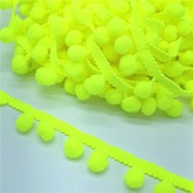 미니 진주 폼폼 프린지 리본 재봉 레이스 니트 원단 수제 DIY 공예 액세서리 2 야드 폼폼 레이스 트림 볼 리본, Fluorescent Green