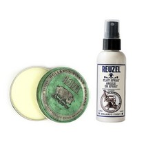 263637 REUZEL 그린 유성 포마드 4oz 113g + 클레이 스프레이 100ml Green Pomade 4oz + Clay Spray 100ml, 1개