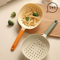 시크라이프 Chic Life 항고온 주방용 건지기 실리콘 손잡이 채망 다용도 조리도구 채반, 1+1(오렌지+그린)