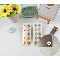 1-10번 1P 레드 바탕 번호 숫자 원형 은색 부착 스티커, 은색바탕 1-10 레드1P