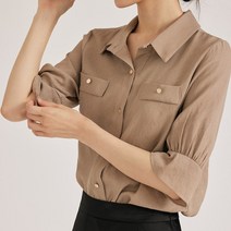 리안뉴욕 내추럴 셔츠 카라 블라우스