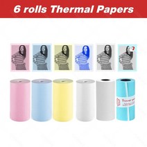네임 스티커 프린터 의류 기계 프린트기 미니 제작 방수 라벨기 a6 photo Thermal paper roll transparent keep 10 years for mini, 6롤 종이