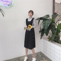 DGCO F26121 러블리 소녀 옆단추 면 점프수트 원피스 슈트
