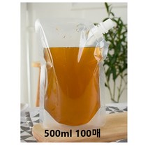 일회용 스파우트 주스 육수 음료 한약 레토르트 팩 사선 입구 파우치 투명 500ml 100매 도구포함