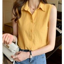 드레스허그 데미지 4COLOR 민소매 카라 블라우스