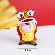 새해 사자 댄스 아기 축제 장식 창의력 복 많이 받으세요 케이크 토퍼 사랑 선물, Lion Dance yellow