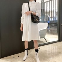 퍼니걸스 1674 셔츠 퍼프 주름 미니 원피스 여성의류