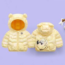 남자 경량패딩 아기 소녀 소년 화이트 덕 다운 재킷 코트 어린이 유아 만화 미키 마우스 후드 경량 코튼 패딩 의류