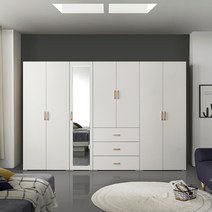 [케이컴퍼니본사] 이음2800장롱세트DCMD (옷장+3서랍옷장+400거울이불장+이불장), 네이비