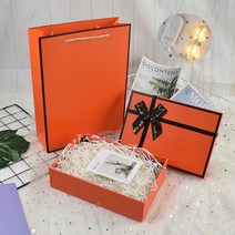 받고싶은 선물 포장 답례품 케이스 케이크 쿠기 상자 작은 미니 하드케이스 소형, 8호 케이스 33/25/11.5, 오렌지+선물봉투+라이트+라피티+카드