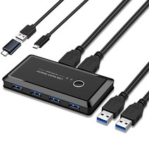 USB 3.0 스위치 셀렉터 2 컴퓨터 공유 4 장치 KVM 허브 키보드 마우스 프린터 스캐너 U-디스크용 맥/윈도우/리눅스와 호환