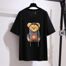 150Kg Plus Size Women s Summer Bear Print T-Shirt Casual Sports Pants Sets Bust 157cm [S00080289]