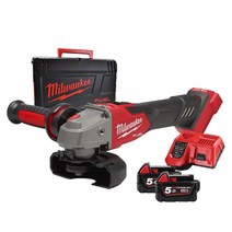 밀워키 충전 앵글 그라인더 세트 M18 FSAGV100XB-502X 배터리2개 케이스