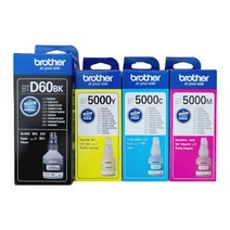 부라더 BTD60 + BT5000 3종 프린터 잉크 세트, BTD60(검정) + BT5000(노랑/빨강/파랑), 4세트