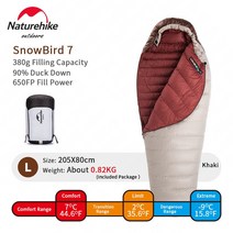초경량 캠핑 침낭 네이처하이크 2022 90% Duck Down Sleeping Bag, 06 (380g)L