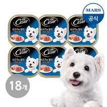 시저 애견간식 캔, 쇠고기와 참치, 100g, 18개