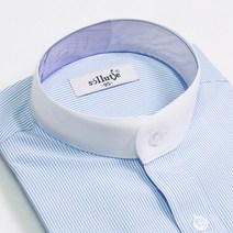 쏠루체)8686 반팔 95-110사이즈 스트라이프 줄지 차이나 와이셔츠 배색카라차이나