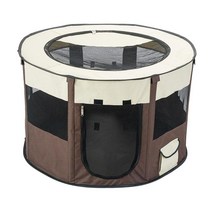 DAMMAIDDAO 휴대용 애완 동물 Playpen Foldable 개와 고양이 패브릭 메쉬 플레이 펜 인클로저 새끼 고양이 여행 Predelivery, 옥스포드 천 유리 섬유, 커피 S