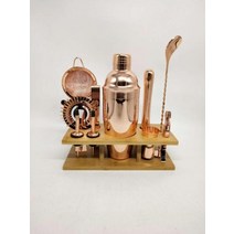 11pcs 750ml 칵테일 셰이커 hight 품질 스테인레스 스틸 로즈 골드 컬러 바텐더 음료 믹서 cobbler 칵테일 셰이커 바 세트, 750ml 11개 로즈골드