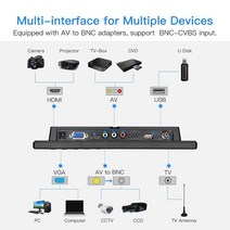보조모니터 12 14 17 22 인치 Eyoyo-10 인치 소형 TV HDMI 모니터 1024x600 LCD 화면 VGA AV USB 원격 제, 03 미국 플러그
