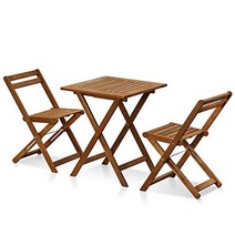 FURINNO Tioman Hardwood Patio Furniture Outdoor 3 Piece Bistro Set Natural null, 1