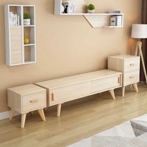 북유럽 거실장세트 TV 캐비닛 거실 협탁 원목, 1미터 세트