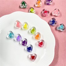 (10pcs)투명 투톤 하트 아크릴비즈재료