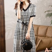 아뗄릭 체크 립톤 빅사이즈 반팔 데일리 원피스 01898