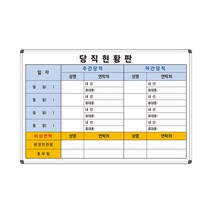 당직현황판 근무현황판 900x600 직원관리 사무실 화이트보드 주문제작, 일반형