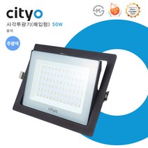 [씨티오] 사각투광기 매입형 블랙 50W_(전구색 주광색), 1개, 주광색