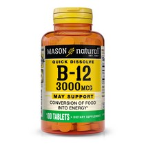 매이슨네츄럴스 B-12 3000mcg 글루텐 프리 타블렛, 100개입, 1개