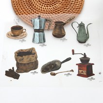 3D전사지]coffee cotte-6 커피라떼 (99785) 의류 열전사지 스티커