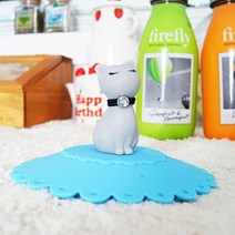 바이앨리 도도 한 고양이 캣 실리콘 밀폐 머그 컵덮개 겸 컵뚜껑 (돌잔치 답례품), 리본 바이올렛핑크, 본상품선택