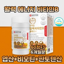 비오틴 혼합제제 칼슘 프라임 활력 비타민B 60정×3 스테아린산 마그네슘 판토텐산 칼슘 나이아신 vitamin B