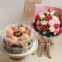VIP 떡케이크 A 선물세트 생일 케익 기념 생신 칠순, VIP 떡케이크 A+꽃다발12송이+리본/거치대
