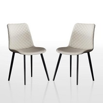 Seonyou 베이지 다이닝 의자 주방 다이닝 룸용 2개 세트 덮개를 씌운 가죽 미드 센추리 모던 다이닝 체어 레스토랑 거실 대기실 농가용 튼튼한 금속 식탁 의자, Beige_set of 2